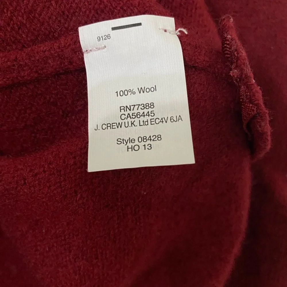 J. Crew Wool Burgundy Gold Zipper Knit Long Sleeve Sweater